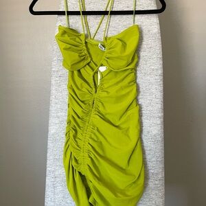 Zara Lime Green Cut Out Mini Club Dress